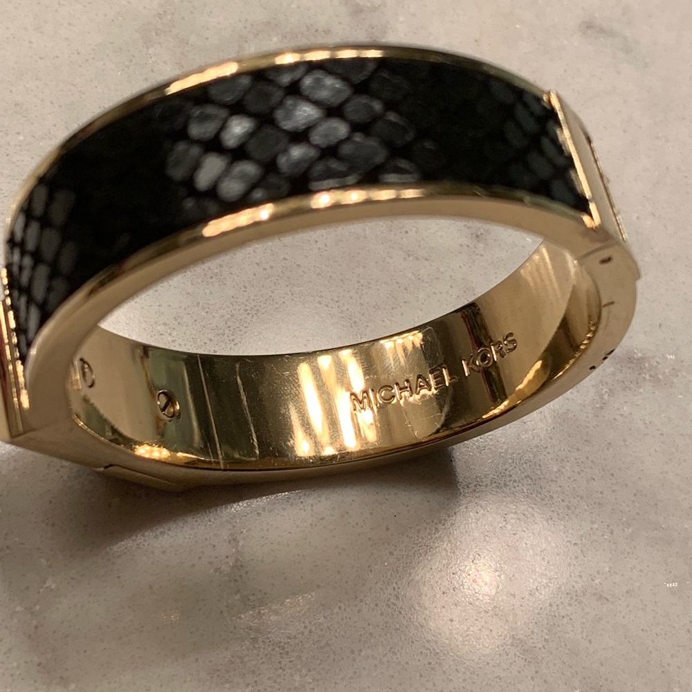 Michael Kora Python Black Gold Pyramid Bangle - image 2